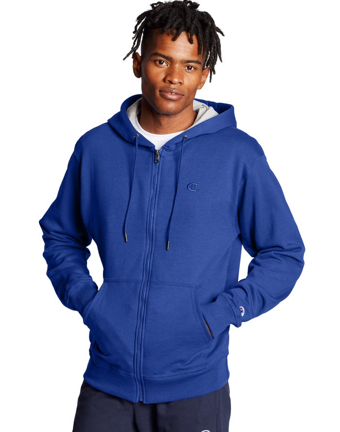 Champion Powerblend Fleece Full Zip C Logo Hoodie Heren - Blauw - Belgie 6270OPZNK